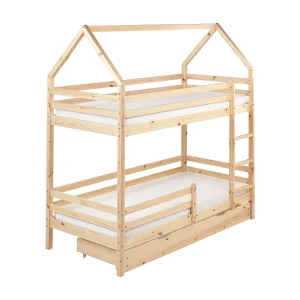 Hoogslaper met laden Huis Dennenhout GIRGOLS 90 x 200 cm met opbergruimte Lichtbruin Hoogslaper met laden Huis Dennenhout GIRGOLS 90 x 200 cm met opbergruimte Lichtbruin