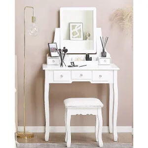Kaptafel met kruk wit RAYON Kaptafel met kruk wit RAYON