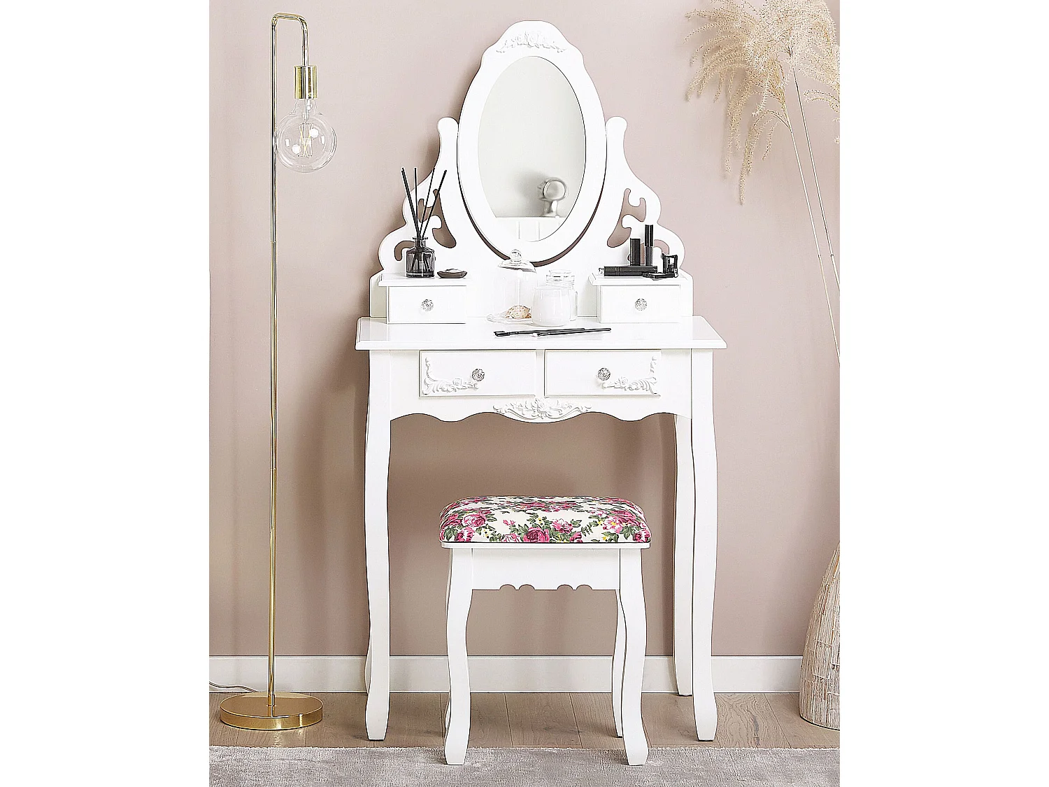 Kaptafel met kruk wit AMOUR