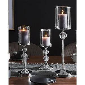 Kaarshouder COTUI Glas 36 cm Zilver Kaarshouder COTUI Glas 36 cm Zilver