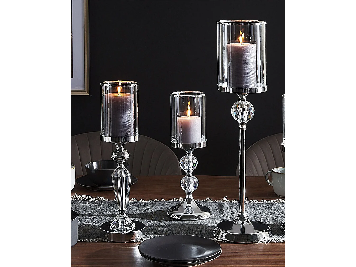 Kaarshouder COTUI Glas 36 cm Zilver