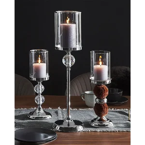 Kaarshouder COTUI Glas 58 cm Zilver Kaarshouder COTUI Glas 58 cm Zilver