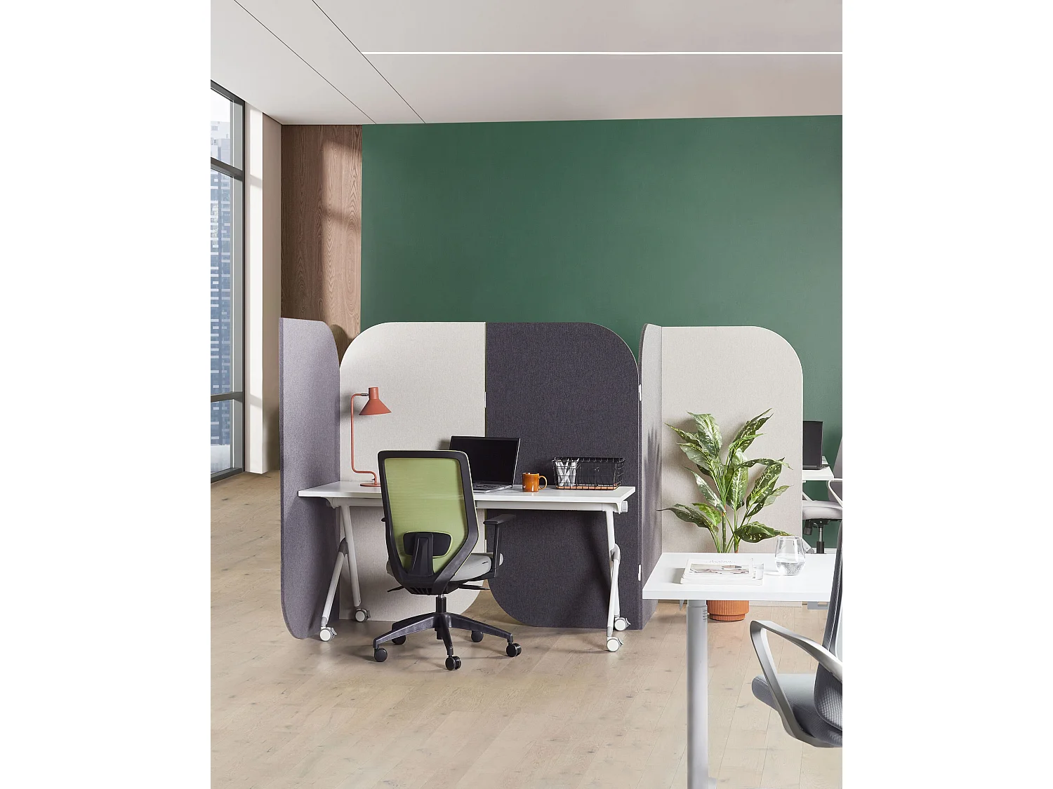 Akoestische roomdivider met 5 panelen SHADY Grijs 400 cm 160 cm