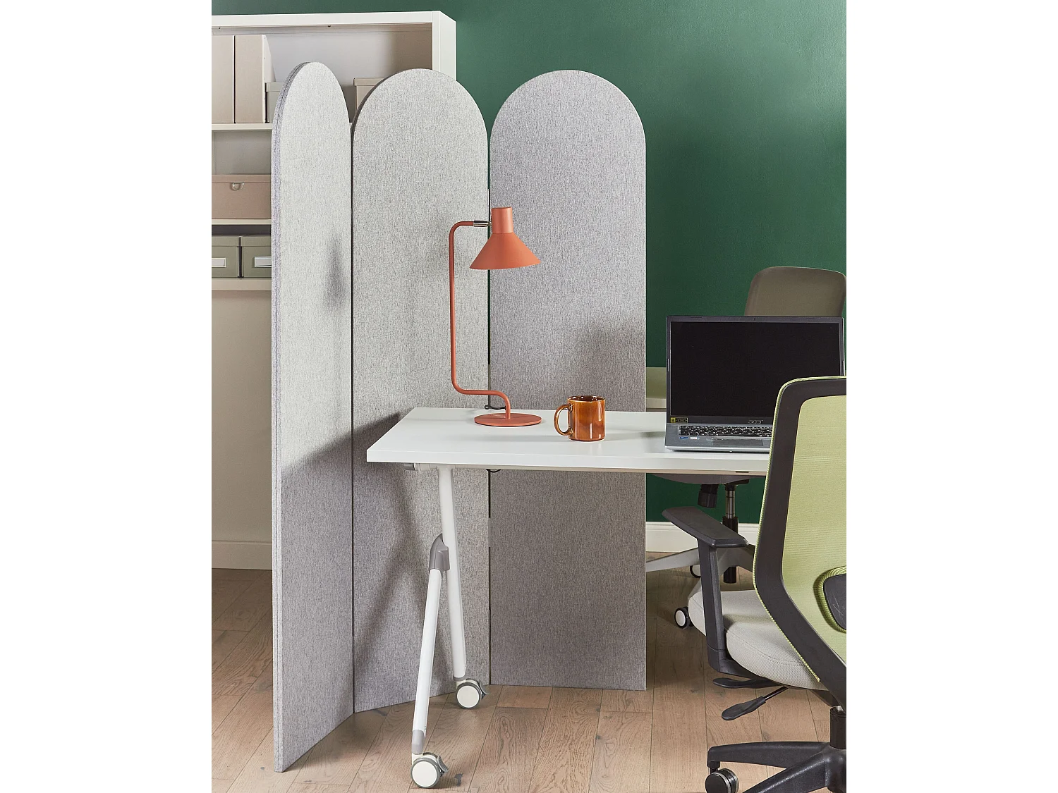 Akoestische roomdivider met 3 panelen SLIMMY Lichtgrijs 120 cm 160 cm