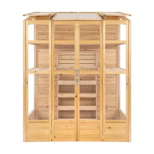 Houten muurkas – 155 x 70 cm – naturel – aanbouwkas broeikas tuinkas balkonkas Houten muurkas – 155 x 70 cm – naturel – aanbouwkas broeikas tuinkas balkonkas