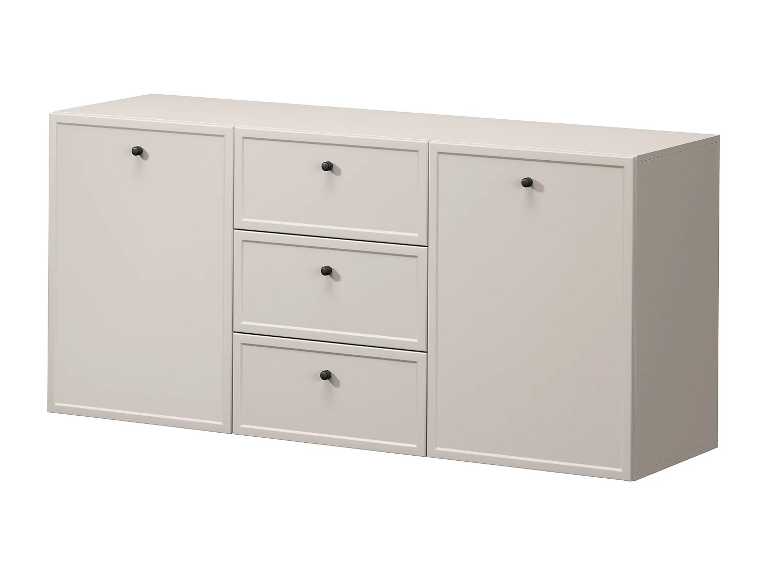 Kasjmier dressoir met 2 deuren en 3 lades met zwarte stippen, 150 x 45 cm