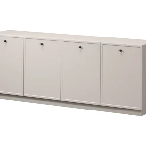 Kasjmier dressoir met 4 deuren en zwarte handgrepen, 200×45 cm Kasjmier dressoir met 4 deuren en zwarte handgrepen, 200×45 cm