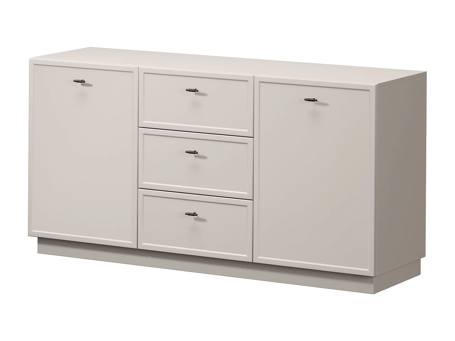 Kasjmier dressoir met 2 deuren en 3 lades met zwarte stippen, 150 x 45 cm