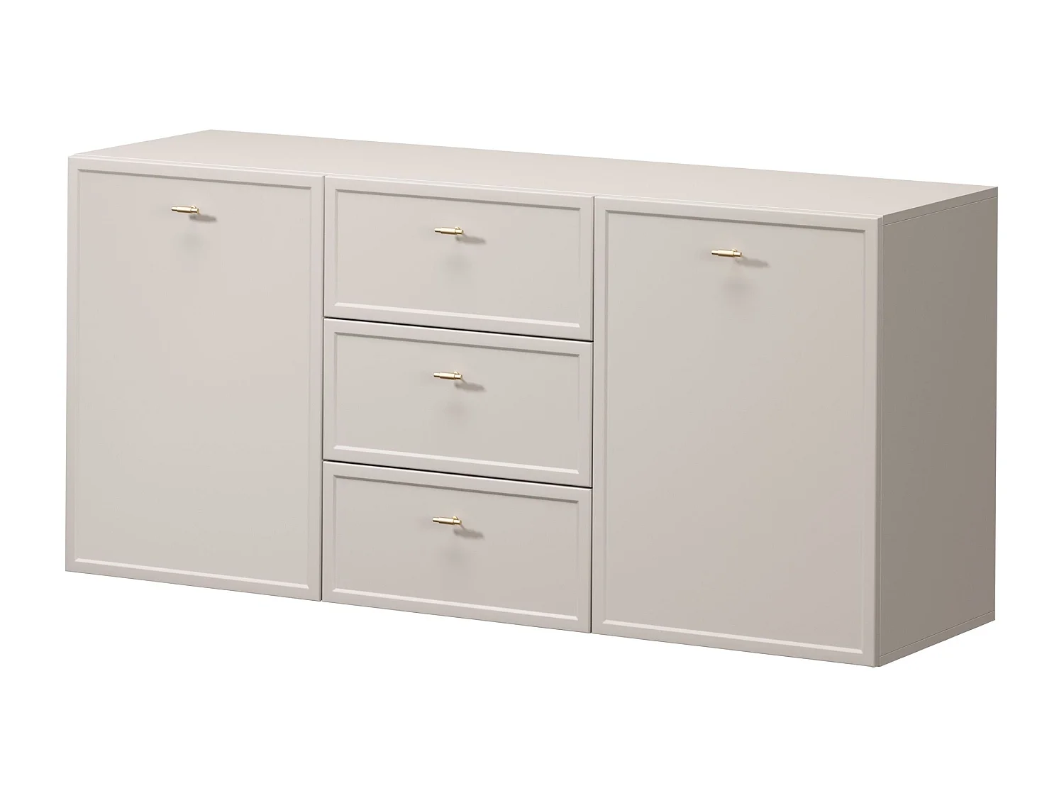 Kasjmier dressoir met 2 deuren en 3 lades met gouden stippen, 150 x 45 cm