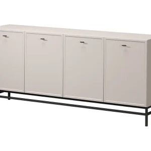 Kasjmier dressoir met 4 deuren en zwarte handgrepen, 200×45 cm Kasjmier dressoir met 4 deuren en zwarte handgrepen, 200×45 cm