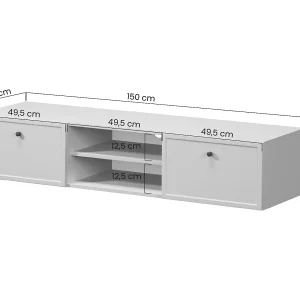 Kasjmier tv-meubel met 2 lades en zwarte stippen, 150 x 45 cm Kasjmier tv-meubel met 2 lades en zwarte stippen, 150 x 45 cm