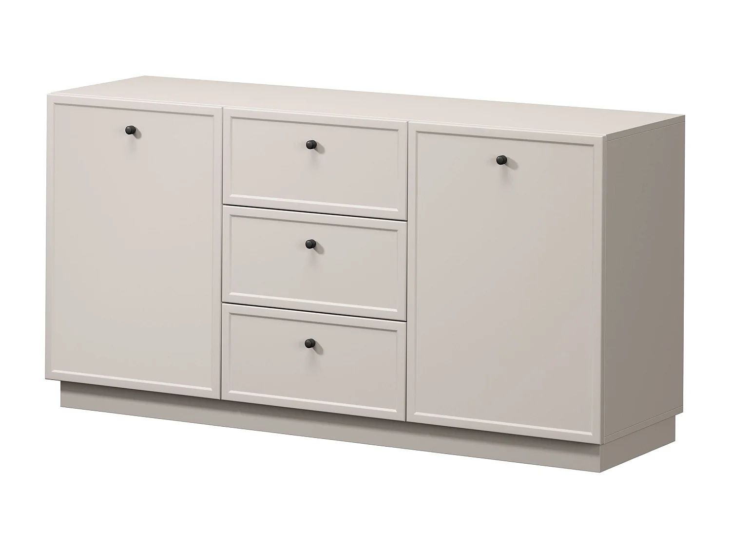 Kasjmier dressoir met 2 deuren en 3 lades met zwarte stippen, 150 x 45 cm