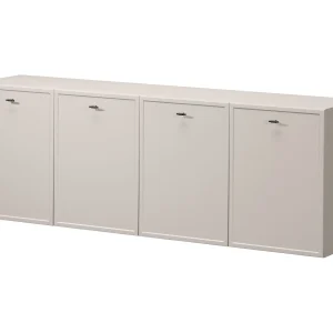 Kasjmier dressoir met 4 deuren en zwarte handgrepen, 200×45 cm Kasjmier dressoir met 4 deuren en zwarte handgrepen, 200×45 cm