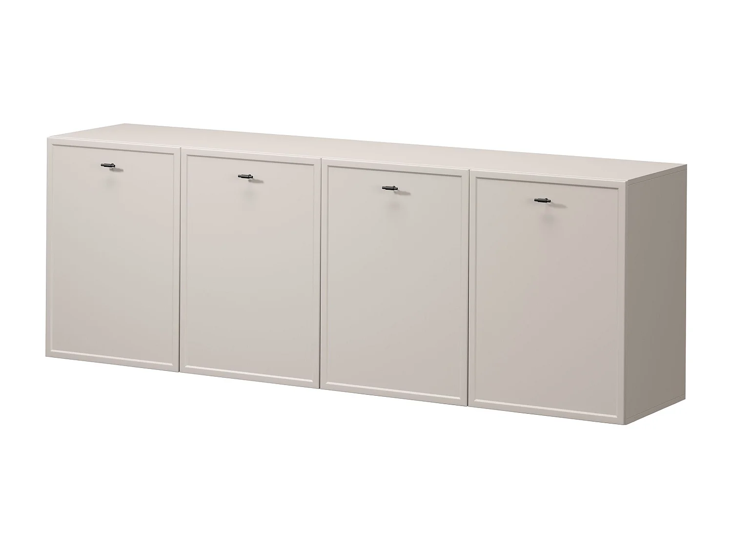 Kasjmier dressoir met 4 deuren en zwarte handgrepen, 200x45 cm