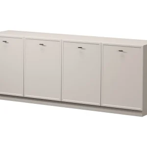 Kasjmier dressoir met 4 deuren en zwarte handgrepen, 200×45 cm Kasjmier dressoir met 4 deuren en zwarte handgrepen, 200×45 cm