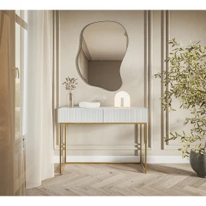 Kaptafel – 110 cm – wit met gouden poten – VELDIO
