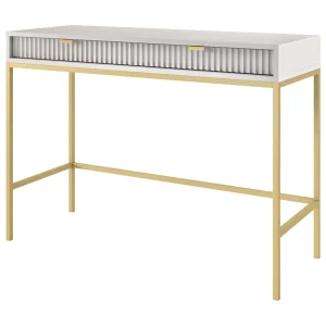 Kaptafel – 104 cm – grijs met gouden poten – VELLORE Kaptafel – 104 cm – grijs met gouden poten – VELLORE
