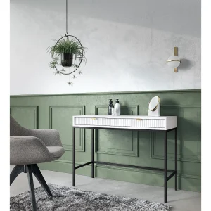 Kaptafel – 104 cm – wit met zwarte poten – VELLORE