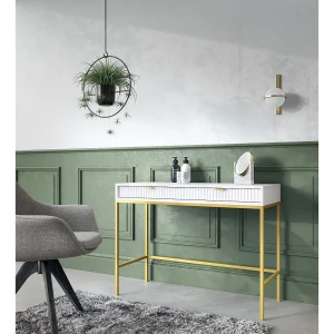 Kaptafel – 104 cm – wit met gouden poten – VELLORE