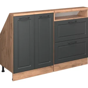Kastenset voor schuine wand antraciet landhuis/goud kraft eik 120x46x81.6 rion Kastenset voor schuine wand antraciet landhuis/goud kraft eik 120x46x81.6 rion