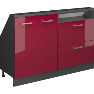 Kastenset voor schuine wand rood hoogglans/antraciet 120x46x81.6 rion