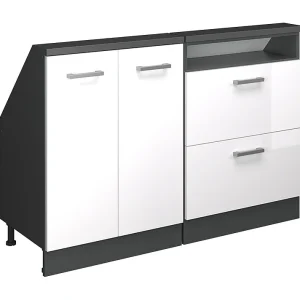 Kastenset voor schuine wand wit hoogglans/antraciet 120x46x81.6 rion