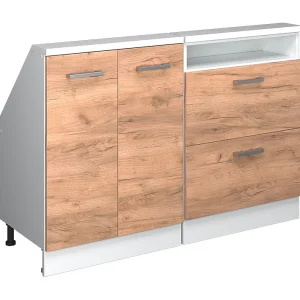 Kastenset voor schuine wand eik goud/wit 120x46x81.6 rion