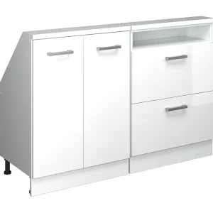 Kastenset voor schuine wand wit hoogglans/wit 120x46x81.6 rion