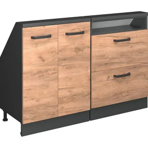 Kastenset voor schuine wand eik goud/antraciet 120x46x81.6 rion