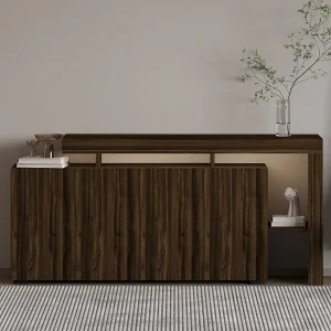 Houten buffet "Beliz" – Walnoot, LED-verlichting, 170 x 35 x 80 cm, Modern Design Houten buffet "Beliz" – Walnoot, LED-verlichting, 170 x 35 x 80 cm, Modern Design