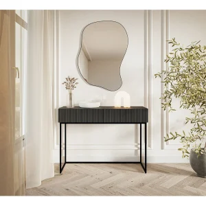 Kaptafel met lades – zwart – 110 cm – met zwarte poten – VELDIO Kaptafel met lades – zwart – 110 cm – met zwarte poten – VELDIO