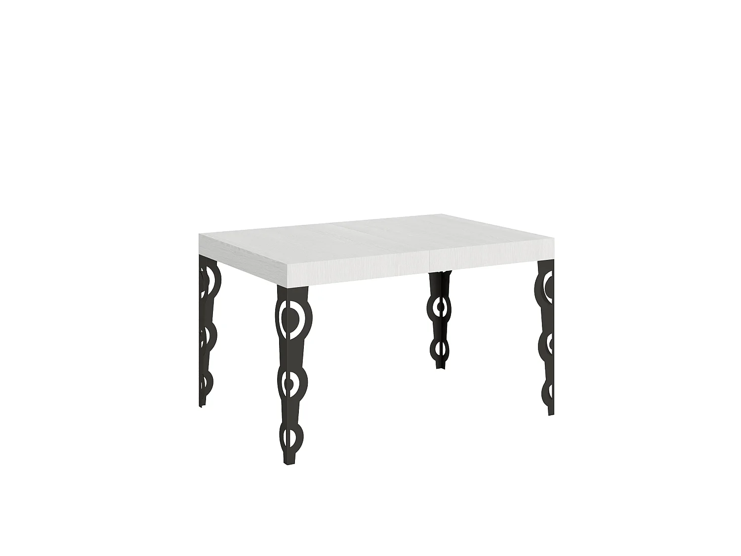 Karamay uitschuifbare tafel 120/380x90 cm wit essen antraciet poten