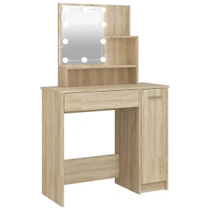 Kaptafel met LED-verlichting 86,5x35x136 cm sonoma eikenkleurig