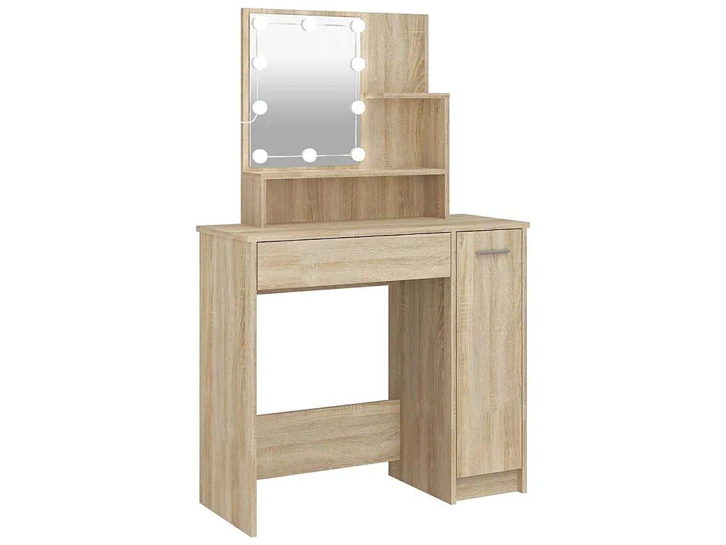 Kaptafel met LED-verlichting 86,5x35x136 cm sonoma eikenkleurig
