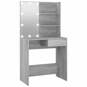 Kaptafel met LED-verlichting 74,5x40x141 cm grijs sonoma eiken