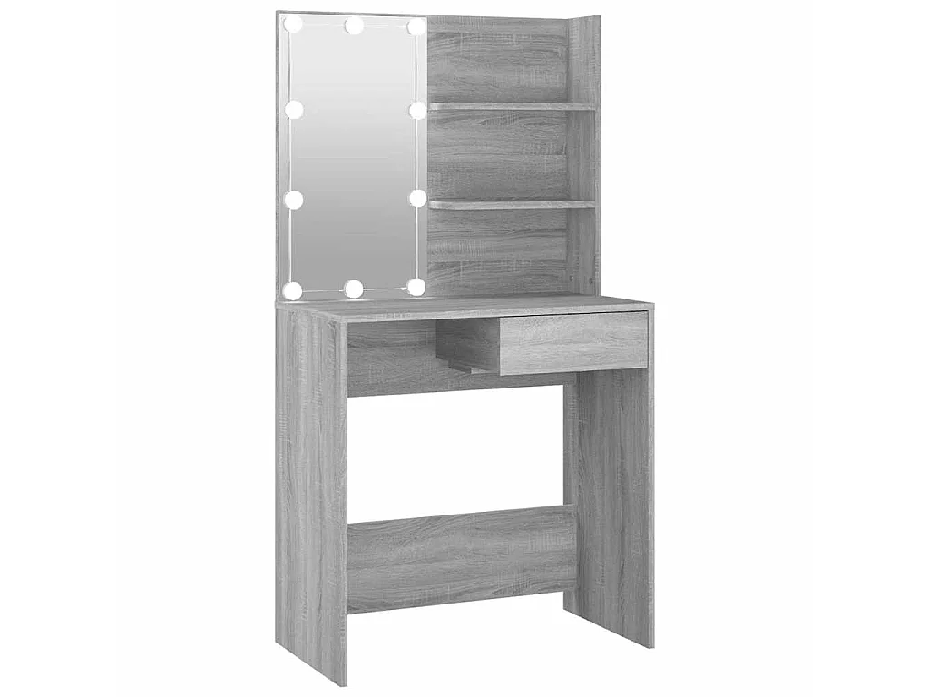 Kaptafel met LED-verlichting 74,5x40x141 cm grijs sonoma eiken