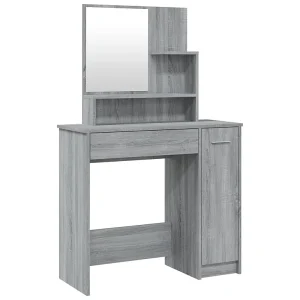 Kaptafel met spiegel 86,5x35x136 cm grijs sonoma eikenkleurig Kaptafel met spiegel 86,5x35x136 cm grijs sonoma eikenkleurig
