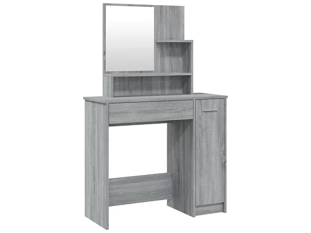Kaptafel met spiegel 86,5x35x136 cm grijs sonoma eikenkleurig