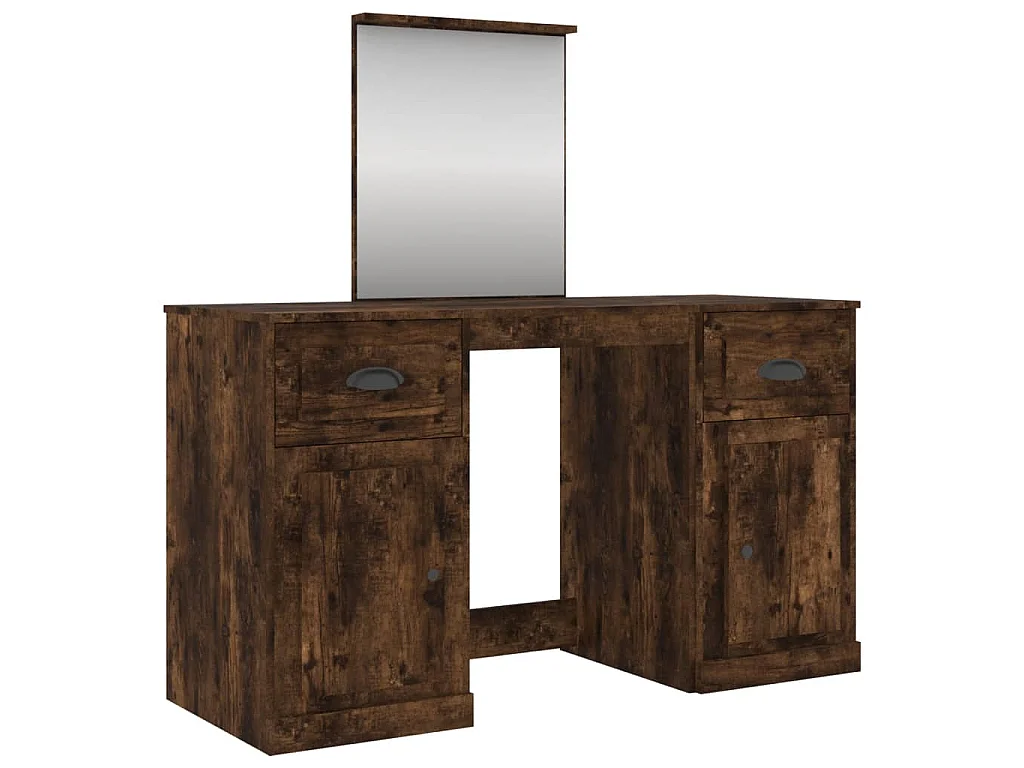 Kaptafel met spiegel 130x50x132,5 cm gerookt eikenkleurig