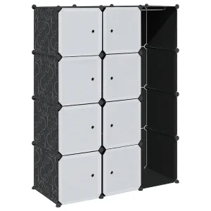 Kast met 9 vakken modulair 37x115x150 cm zwart en wit Kast met 9 vakken modulair 37x115x150 cm zwart en wit