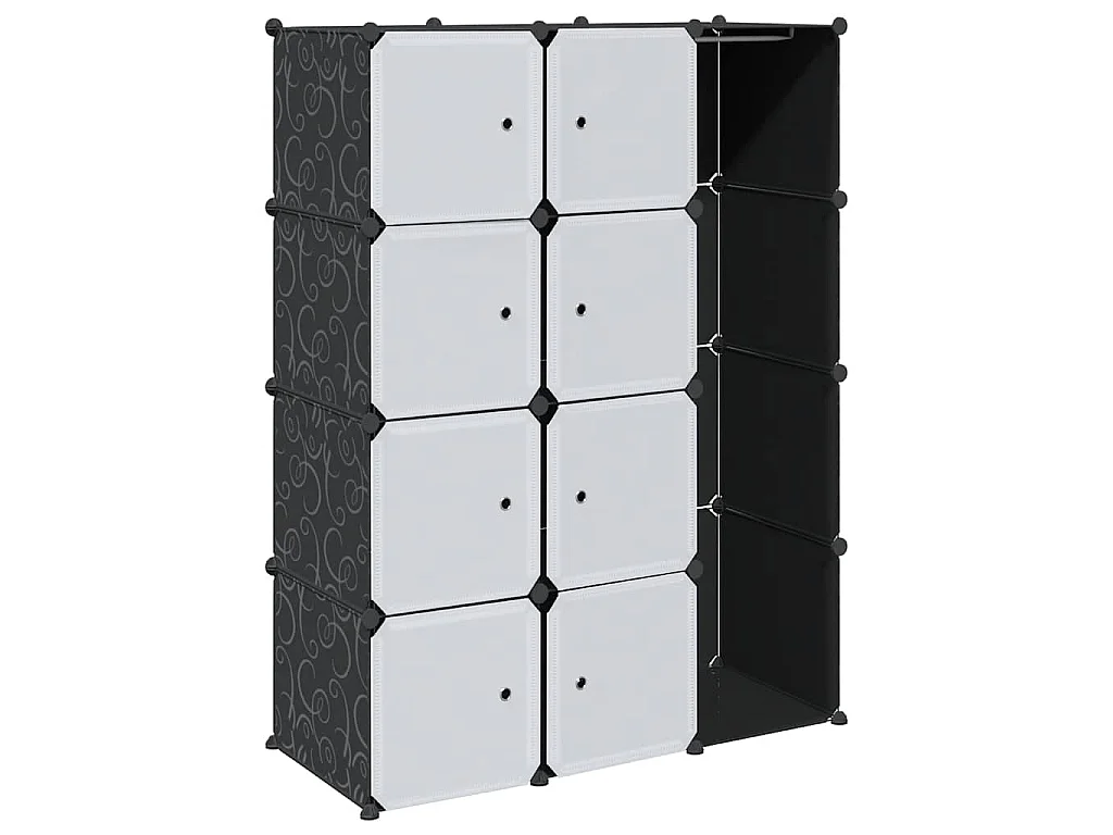Kast met 9 vakken modulair 37x115x150 cm zwart en wit