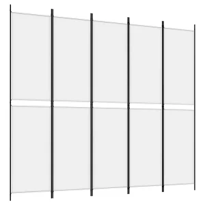 Kamerscherm met 5 panelen 250×220 cm stof wit Kamerscherm met 5 panelen 250×220 cm stof wit