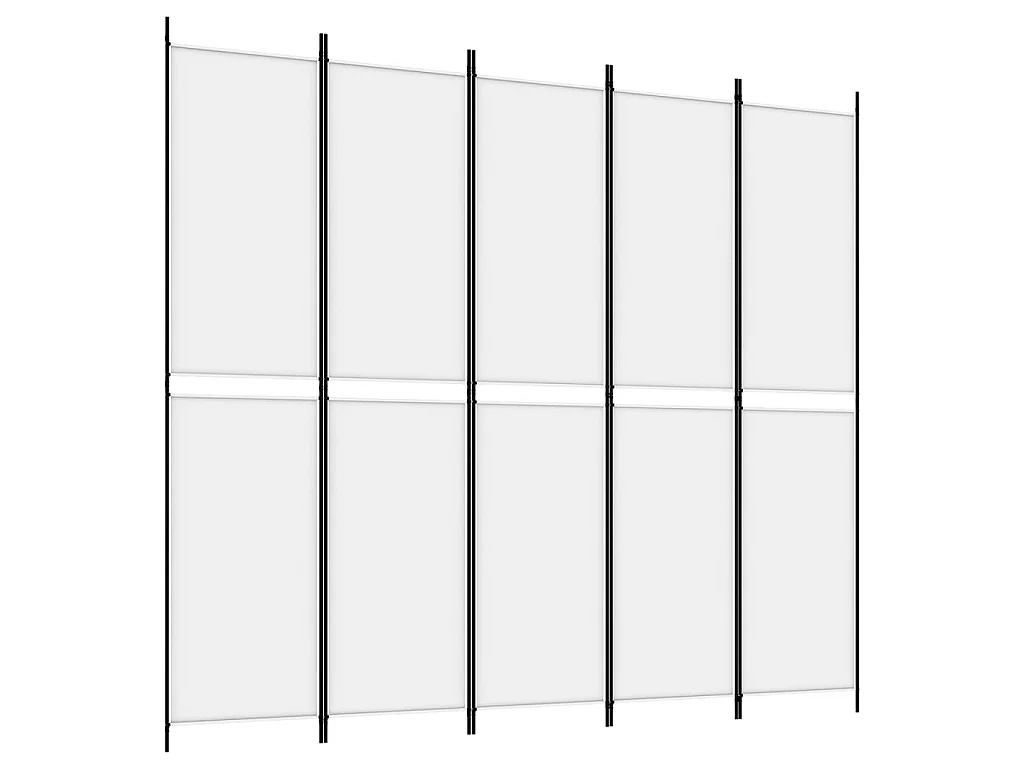 Kamerscherm met 5 panelen 250x220 cm stof wit