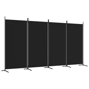 Kamerscherm met 4 panelen 346×180 cm stof zwart