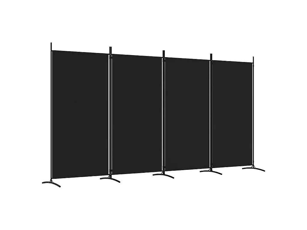 Kamerscherm met 4 panelen 346x180 cm stof zwart