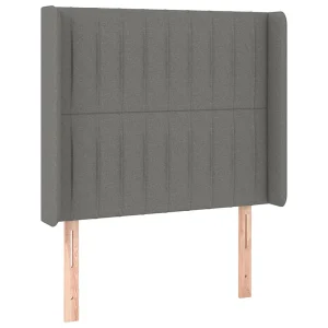 Hoofdbord met randen 103x16x118/128 cm stof donkergrijs Hoofdbord met randen 103x16x118/128 cm stof donkergrijs