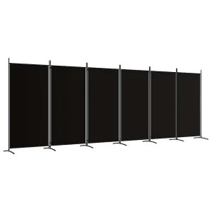 Kamerscherm met 6 panelen 520×180 cm stof zwart Kamerscherm met 6 panelen 520×180 cm stof zwart