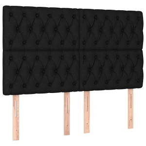 Hoofdbord zwart 144x7x118/128 cm stof Hoofdbord zwart 144x7x118/128 cm stof
