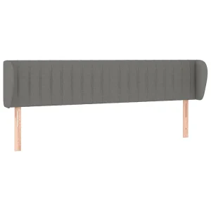 Hoofdbord met randen 203x23x78/88 cm stof donkergrijs Hoofdbord met randen 203x23x78/88 cm stof donkergrijs