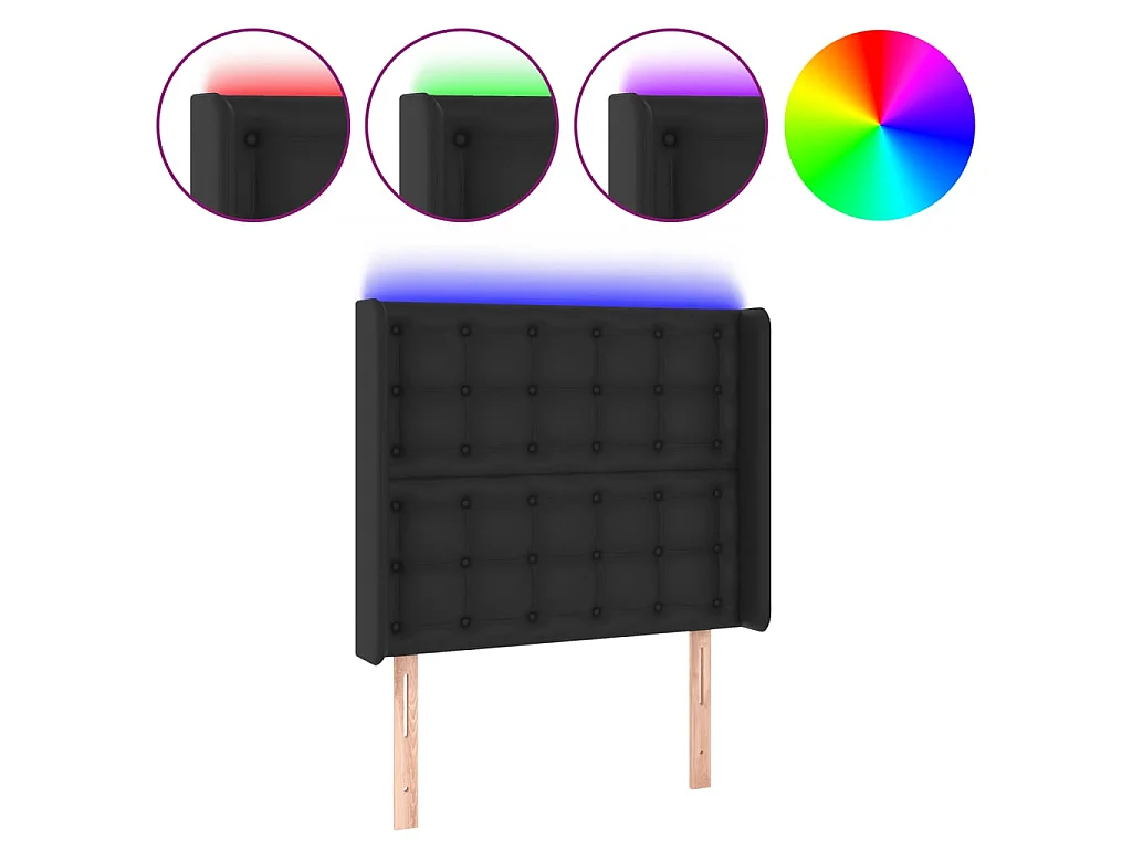Hoofdbord LED 83x16x118/128 cm kunstleer zwart